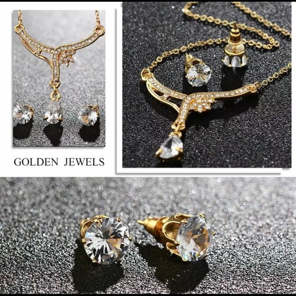 Party Crystal Rhinestone Necklace and Earrings - Picture 4 of 6